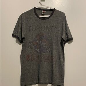 Junk Food Clothing Gray Toronto Raptors Ringer Tee